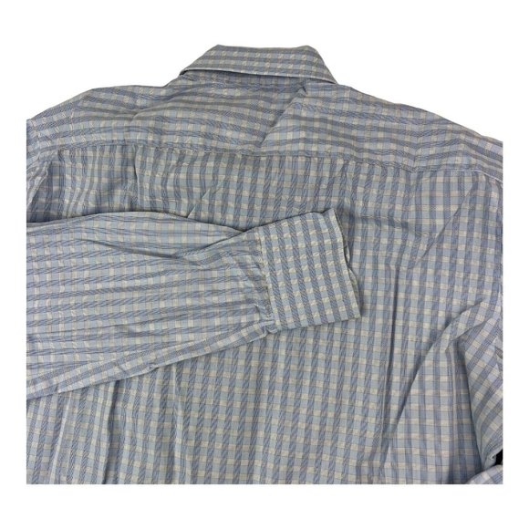 Sartoria Partenopea Napoli Blue & White Check Long Sleeve Button Up Mens Size L - Picture 7 of 7